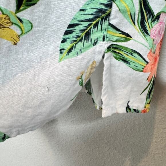 Luxury Linen Charter Club Sz Med Tropical Jungle Print Button Front Roll Sleeve - Picture 10 of 16